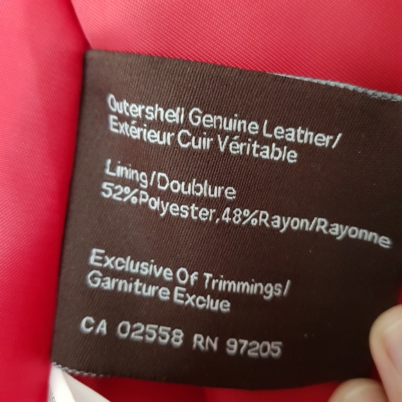 Danier Red Leather Jacket with Ruffle, S - Picture 6 of 11